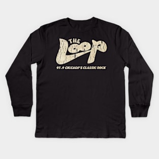 Vintage 1977 The Loop Radio Station Kids Long Sleeve T-Shirt